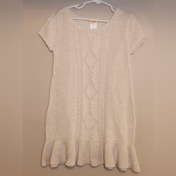 Gymboree Tan and Cream Ruffled Ribbed Knit Casual Dress NWT - Picture 1 of 5